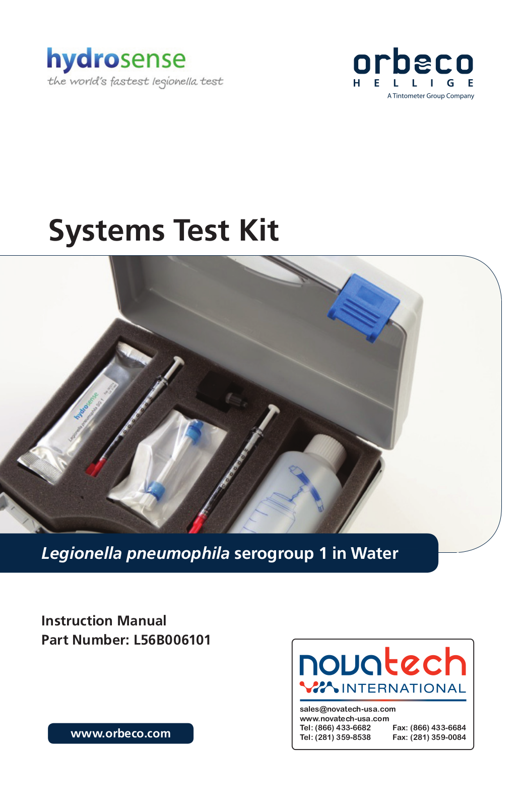 Nova-Tech Orbeco-Hellige Legionella Systems Test Kit User Manual