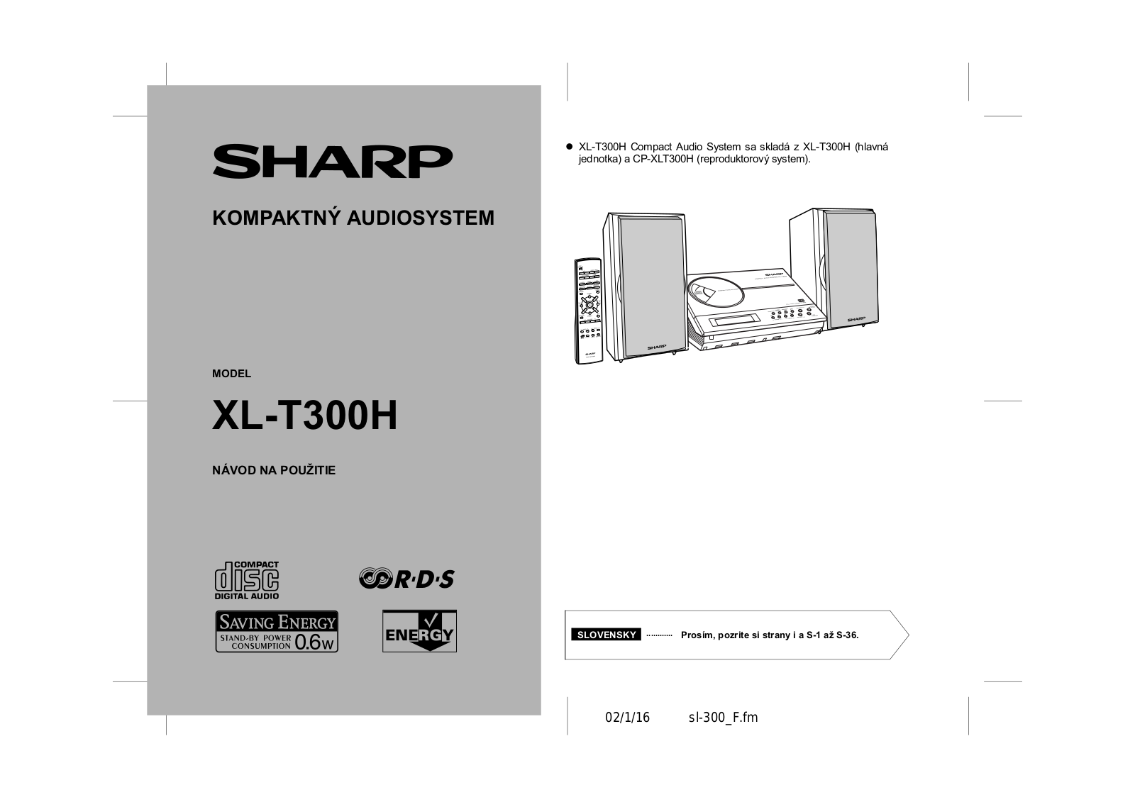 Sharp XL-T300H User Manual