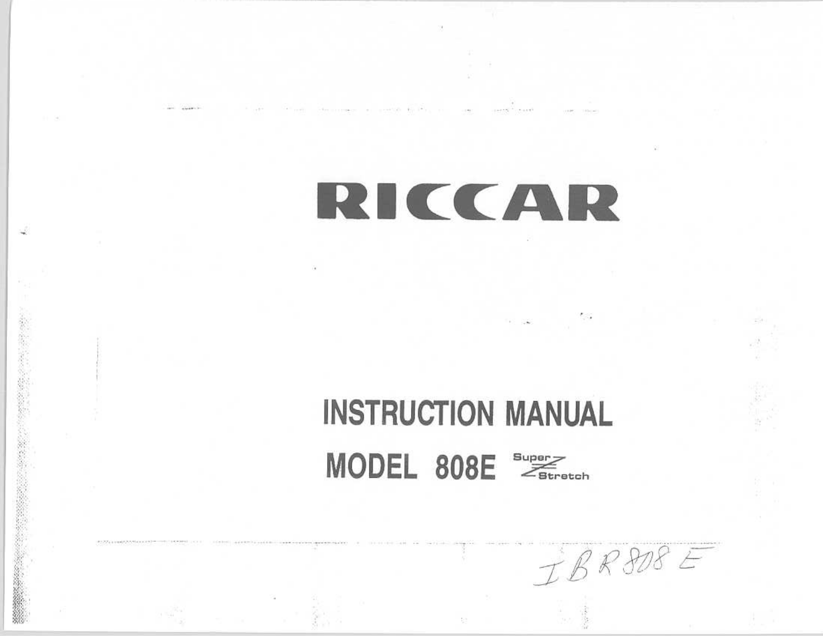 RICCAR 808E Instruction Manual