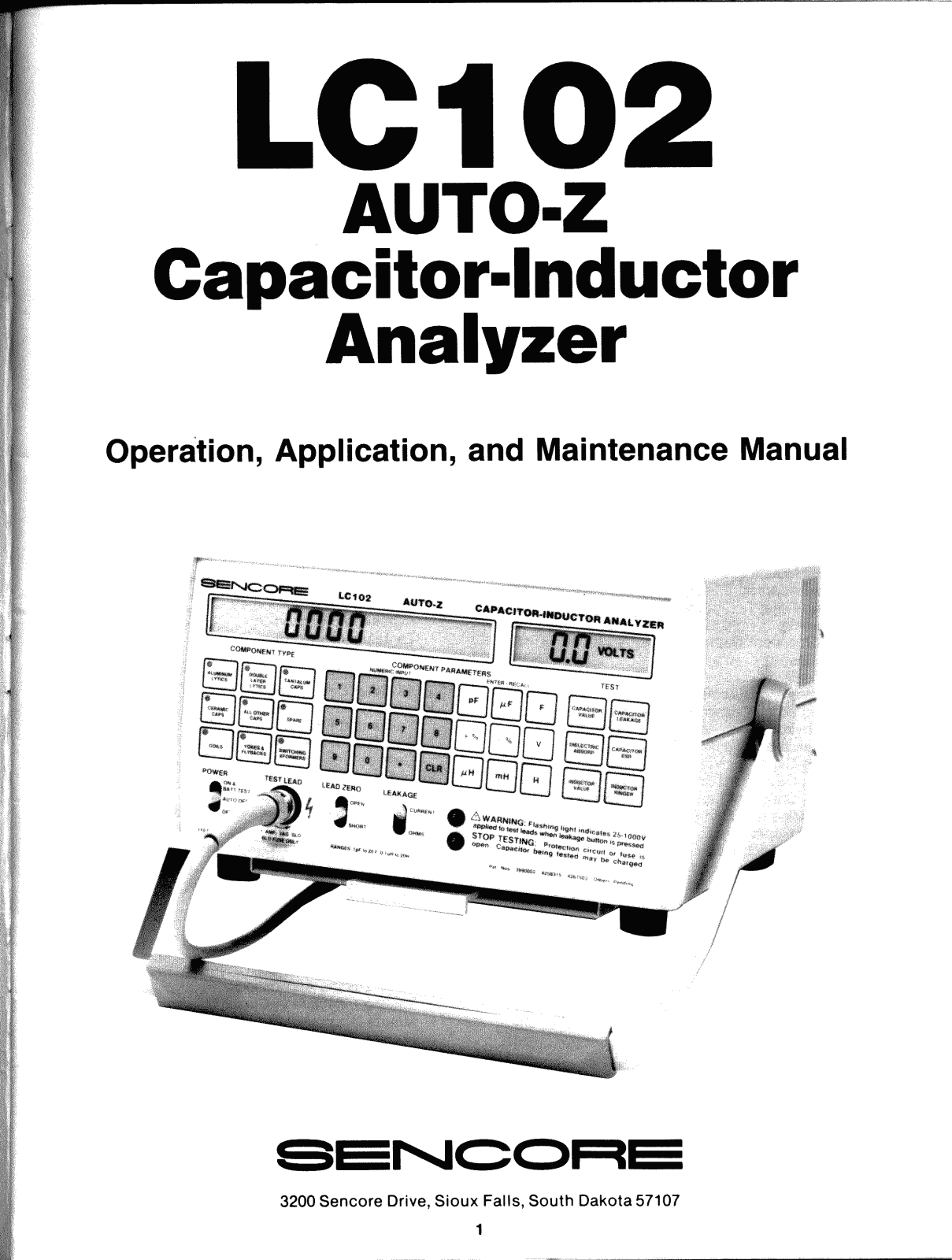 Sencore LC102 Service manual