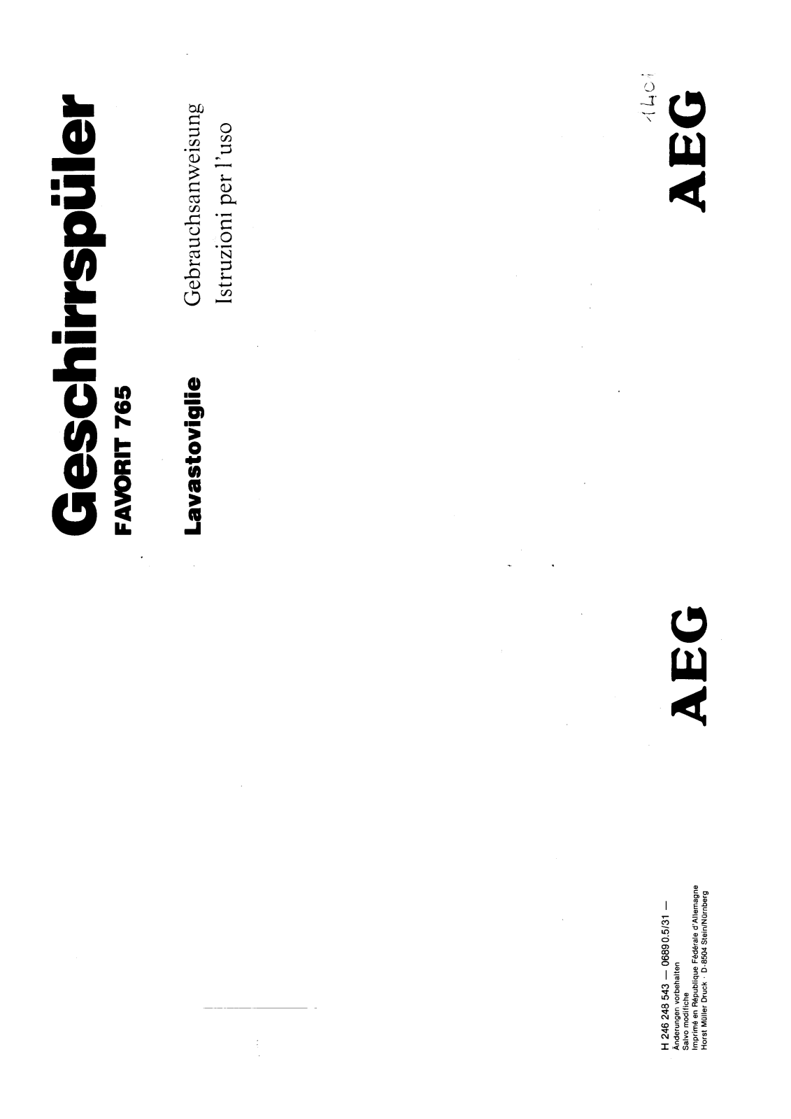 AEG FAVORIT 765 User Manual