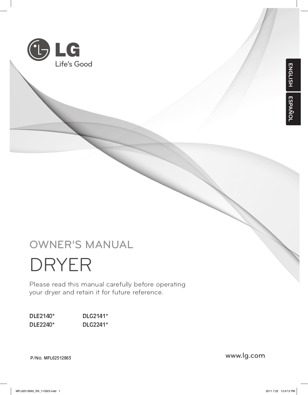LG DLE2240W User Manual