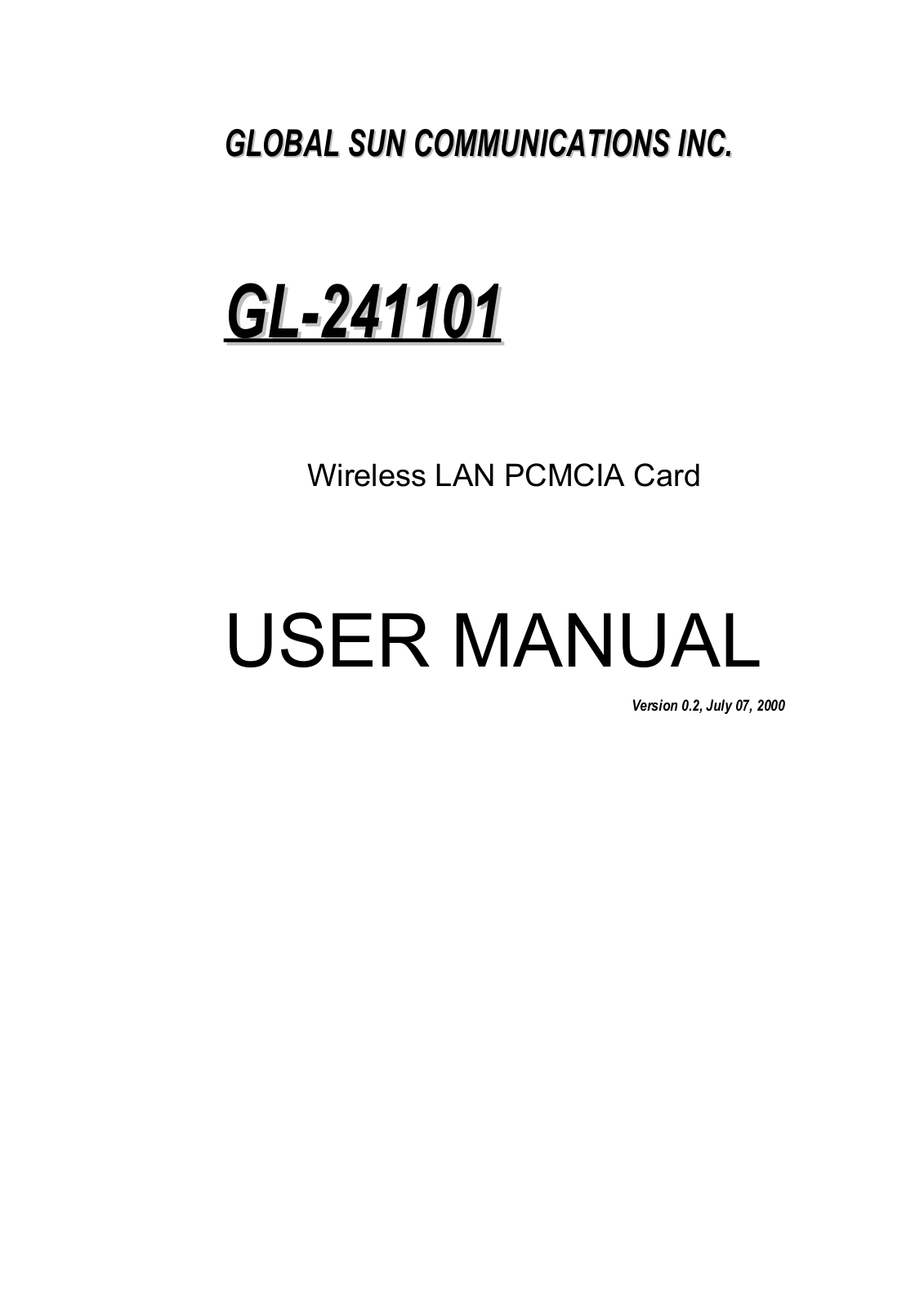 Global Sun Technology GL2411010700 Users Manual