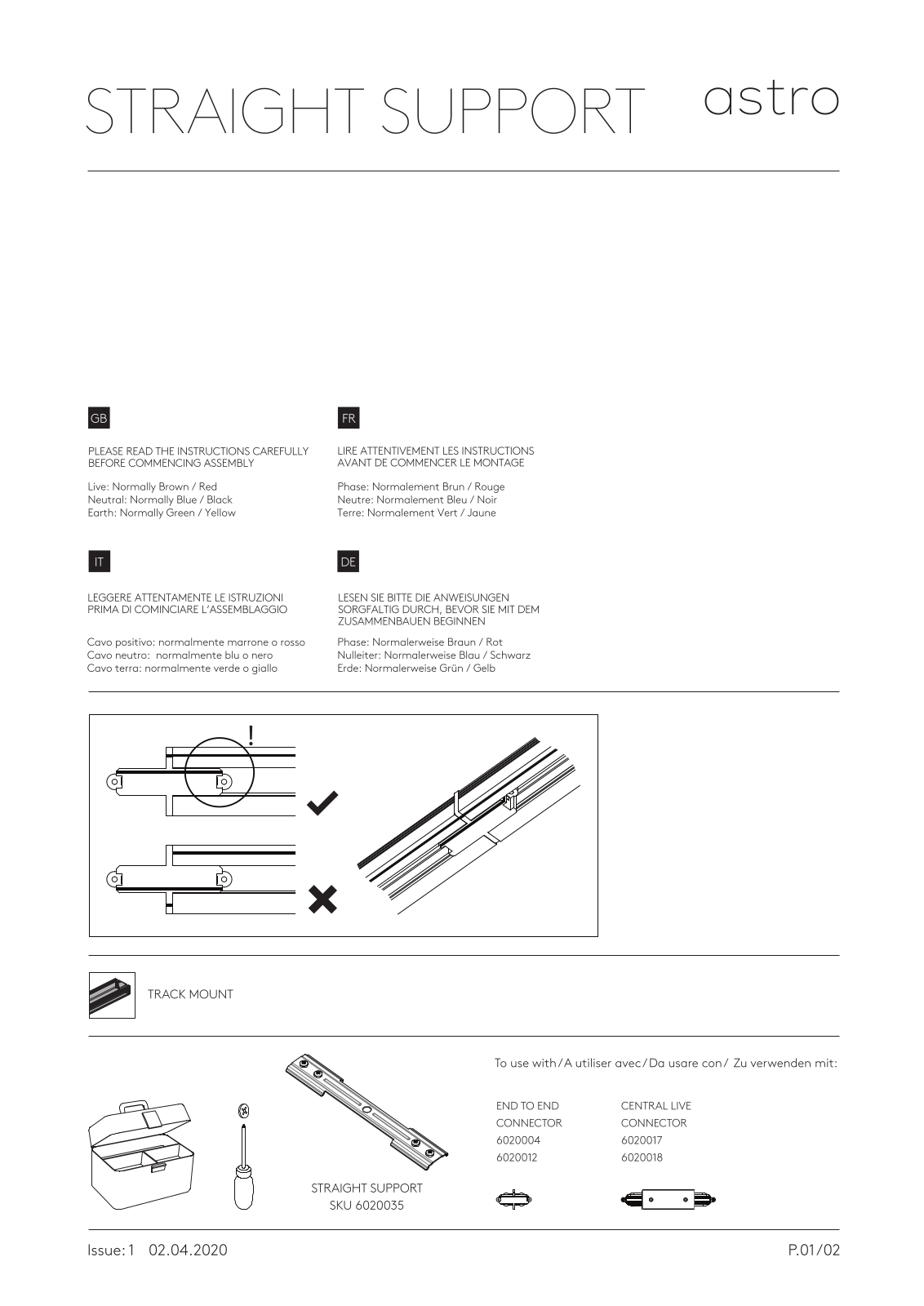 Astro STRAIGHT SUPPORT Installation Instructions - ManualMachine.com
