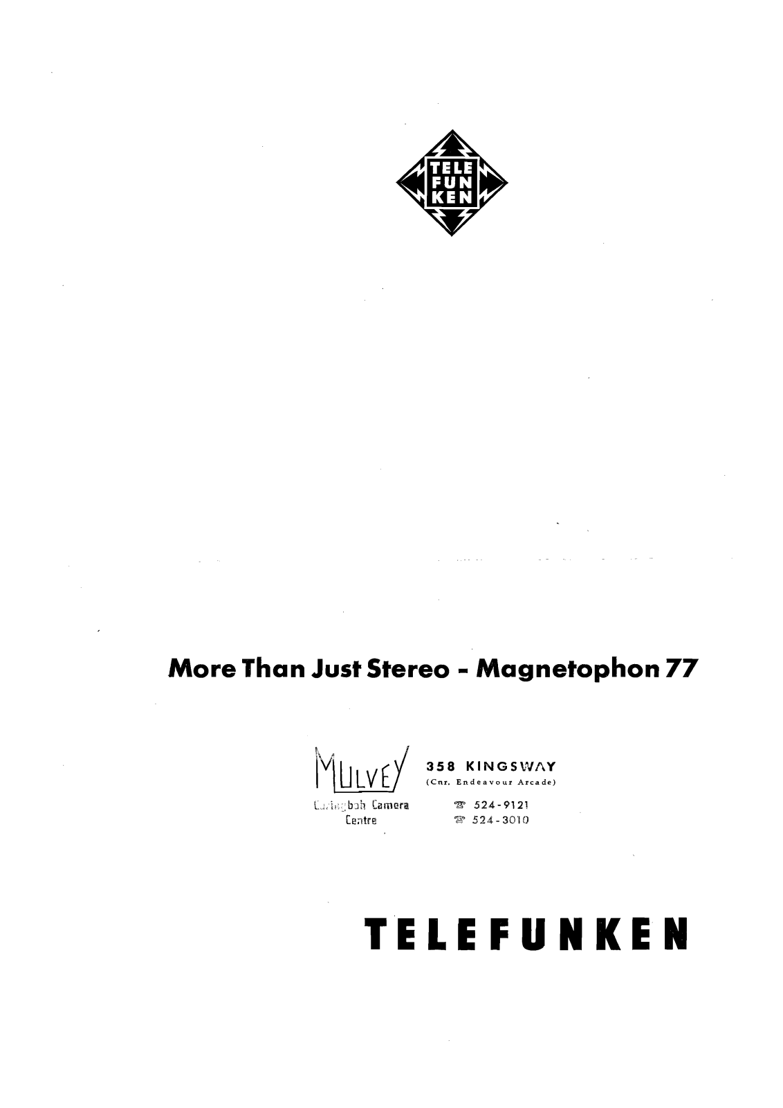 Telefunken Magnetophon-77 Owners Manual
