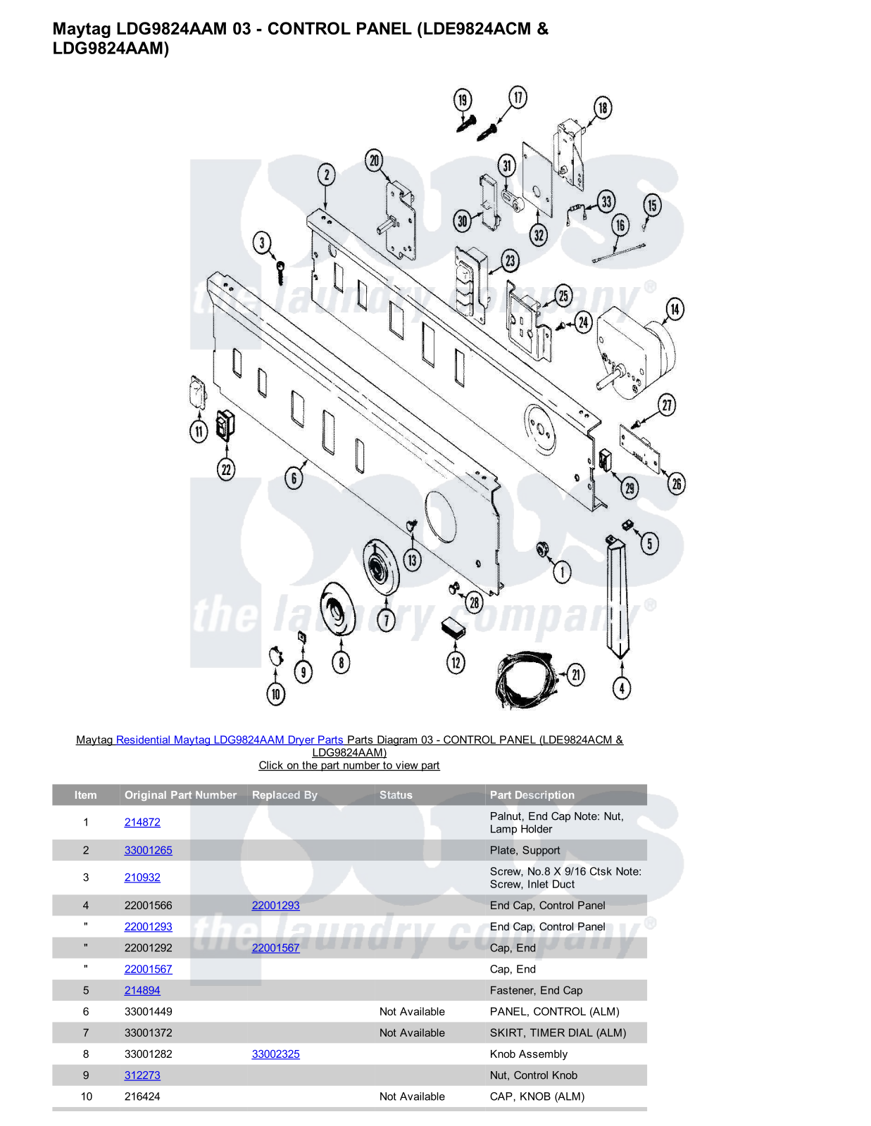 Maytag LDG9824AAM Parts Diagram