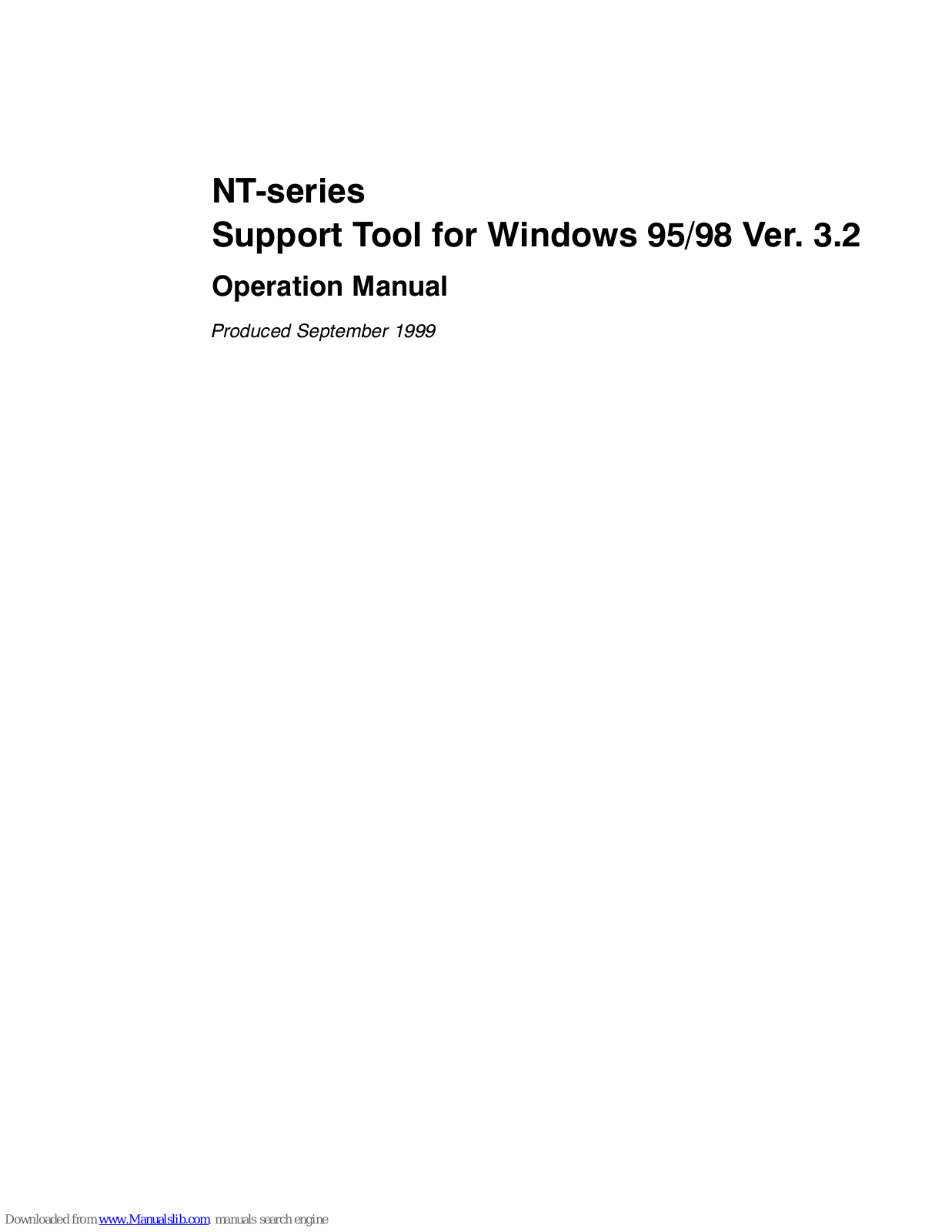 Omron NT - SUPPORT TOOL FOR WINDOWS 95-98 V3.2, NT- Support Tool 3.2 User Manual