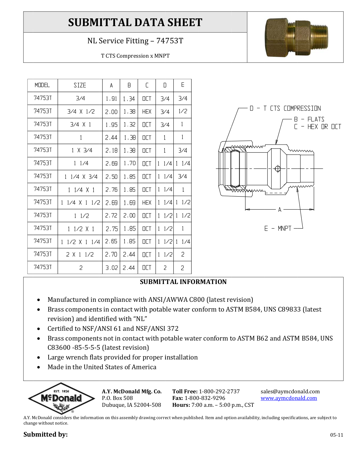 A.Y. McDonald 74753T User Manual