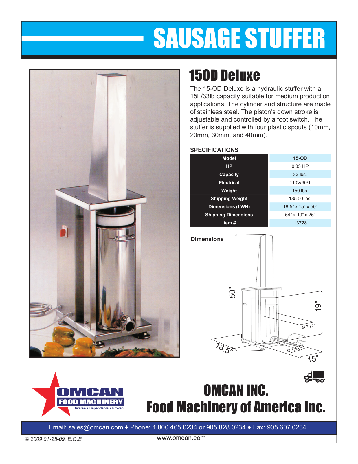 Omcan Food Machinery 15-0D User Manual