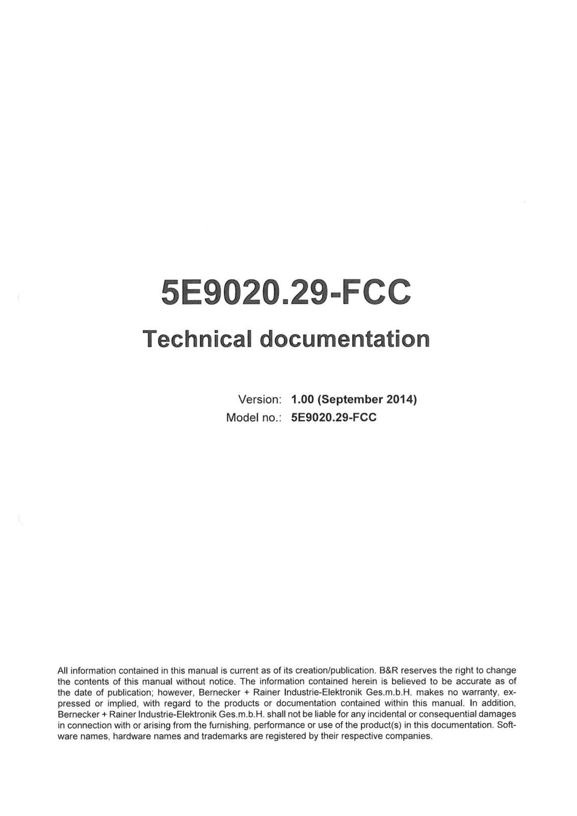 B and R Automation 5E902029FCC User Manual
