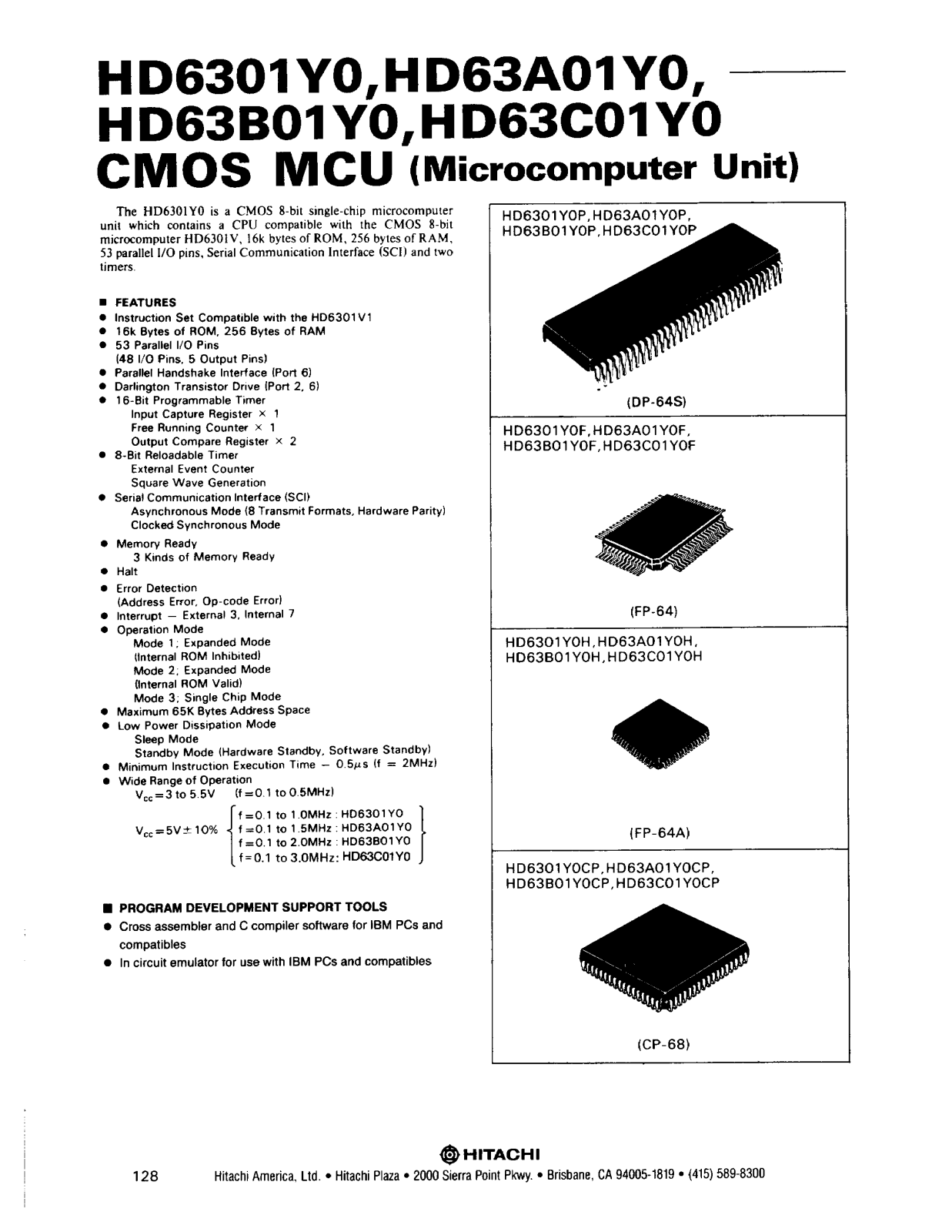 HIT HD63B01Y0CP, HD63C01Y0P, HD63C01Y0H, HD63C01Y0F, HD63B01Y0P Datasheet