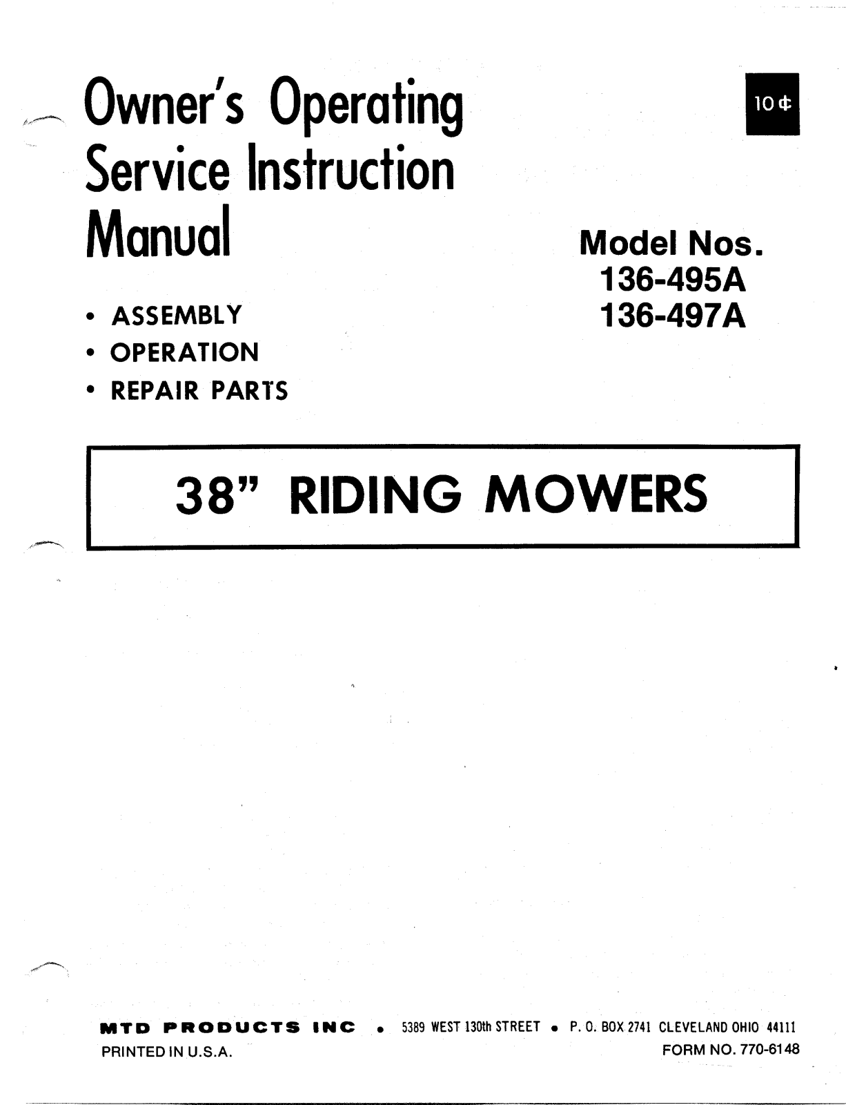 MTD 136-497A, 136-495A User Manual