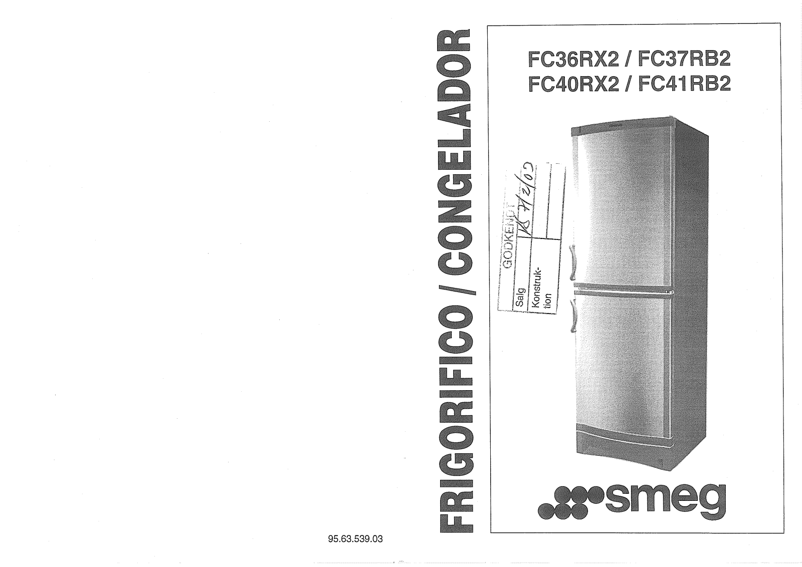 Smeg FC36RX2, FC40RX2, FC37RB2, FC41RB2 Instructions Manual