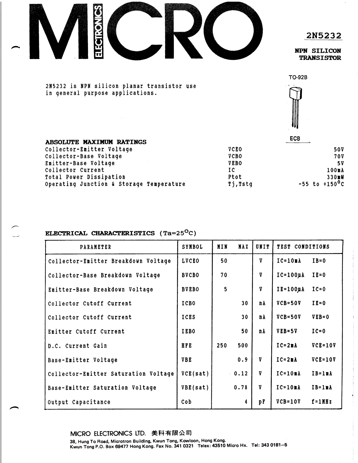 ME 2N5232 Datasheet