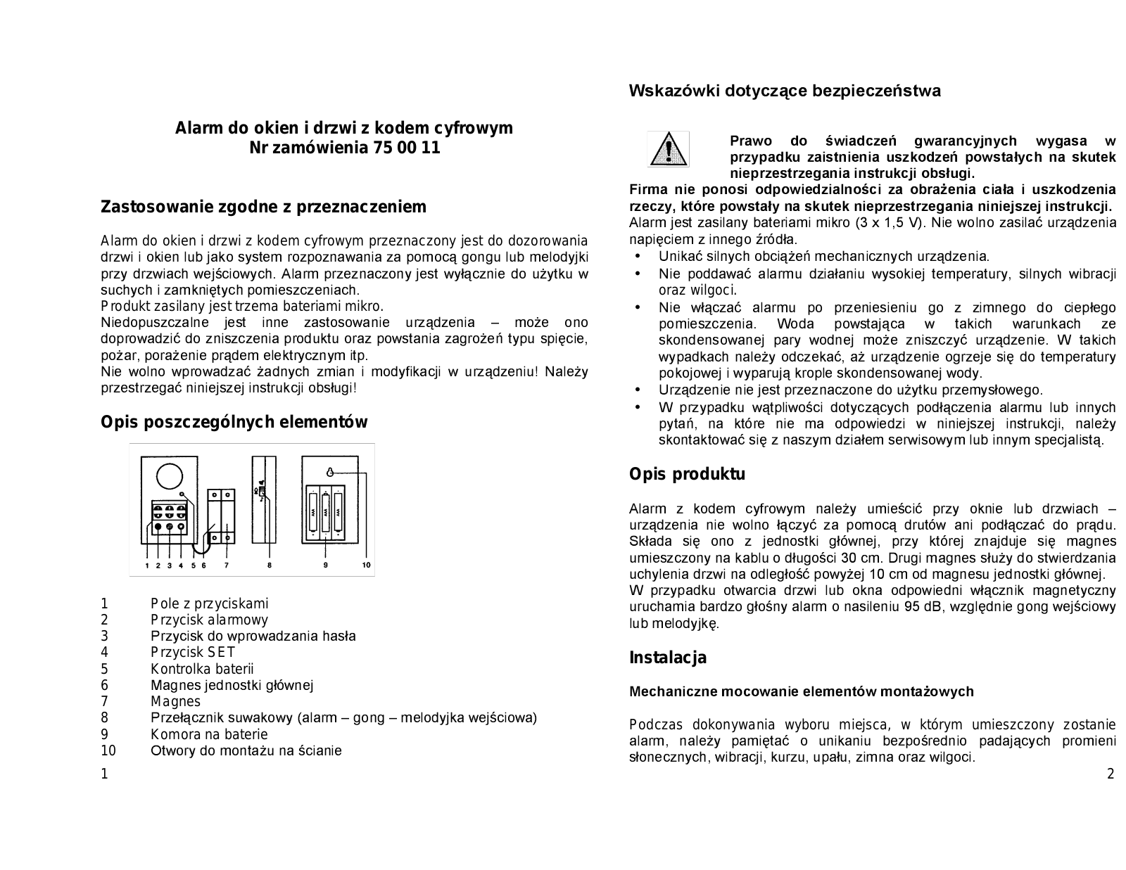 Conrad 750011 Operating Instructions