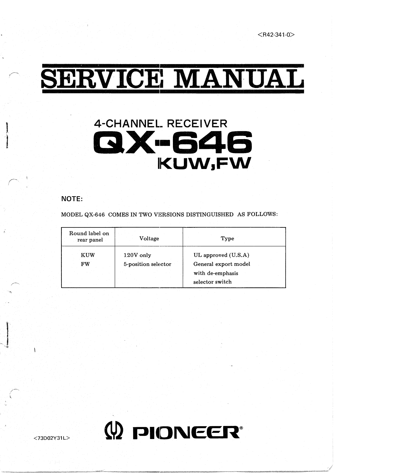 Pioneer GX-646 Service manual