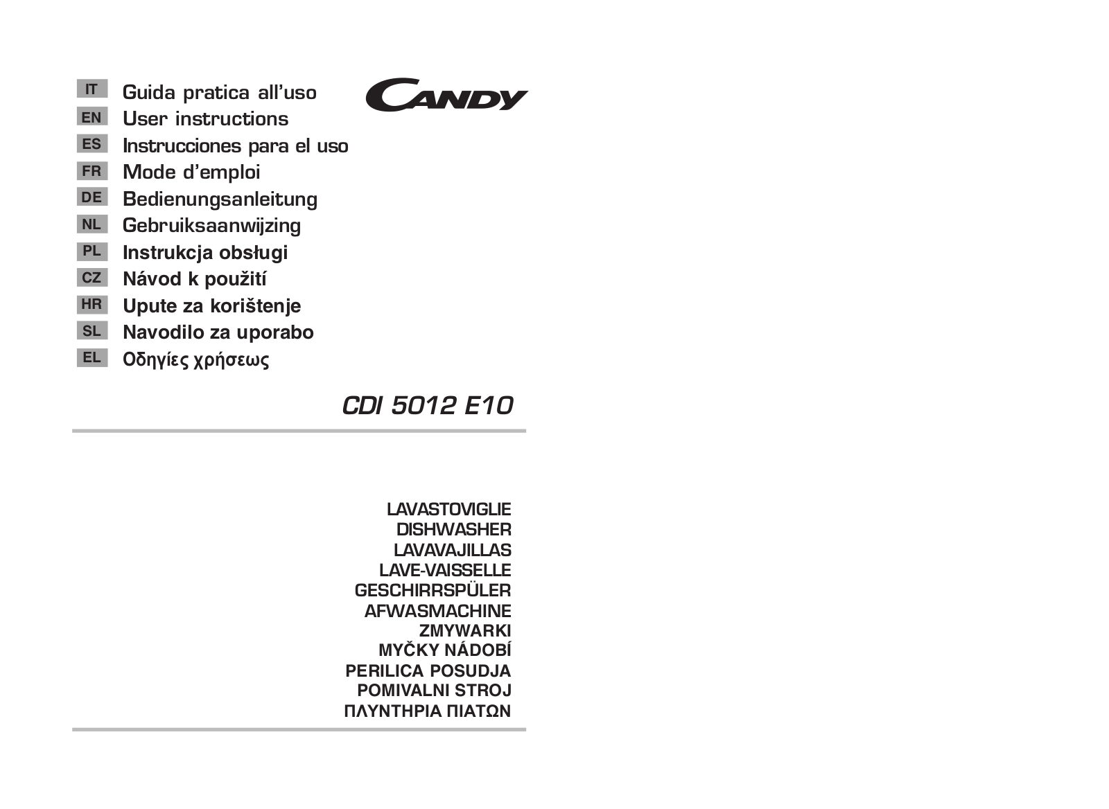 Candy CDI 5012E10-1 User Manual