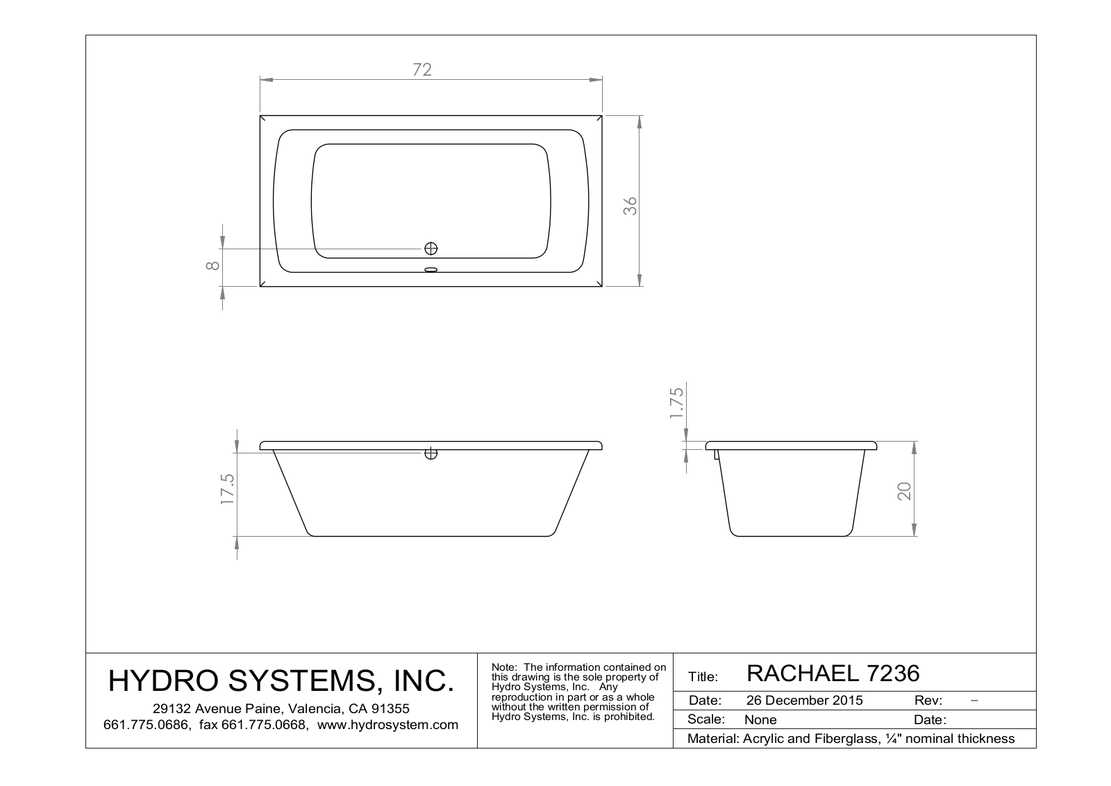 Hydro Systems HYDR1455 Dimensions - ManualMachine.com