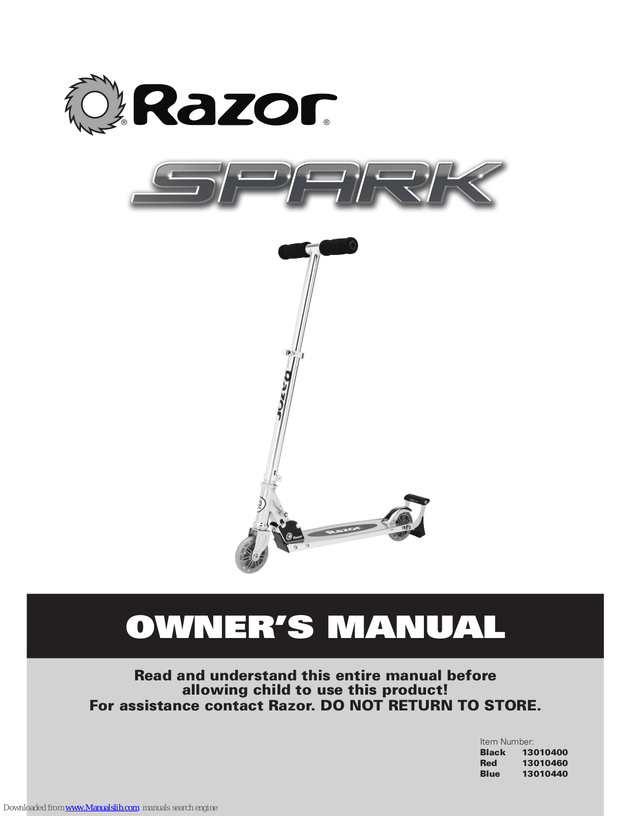 Razor Spark Owner's Manual