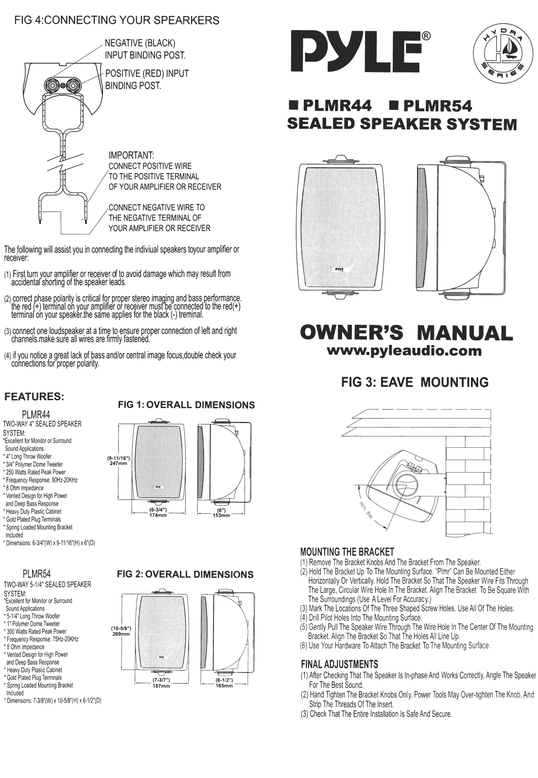 Pyle PLMR-54 Owners manual