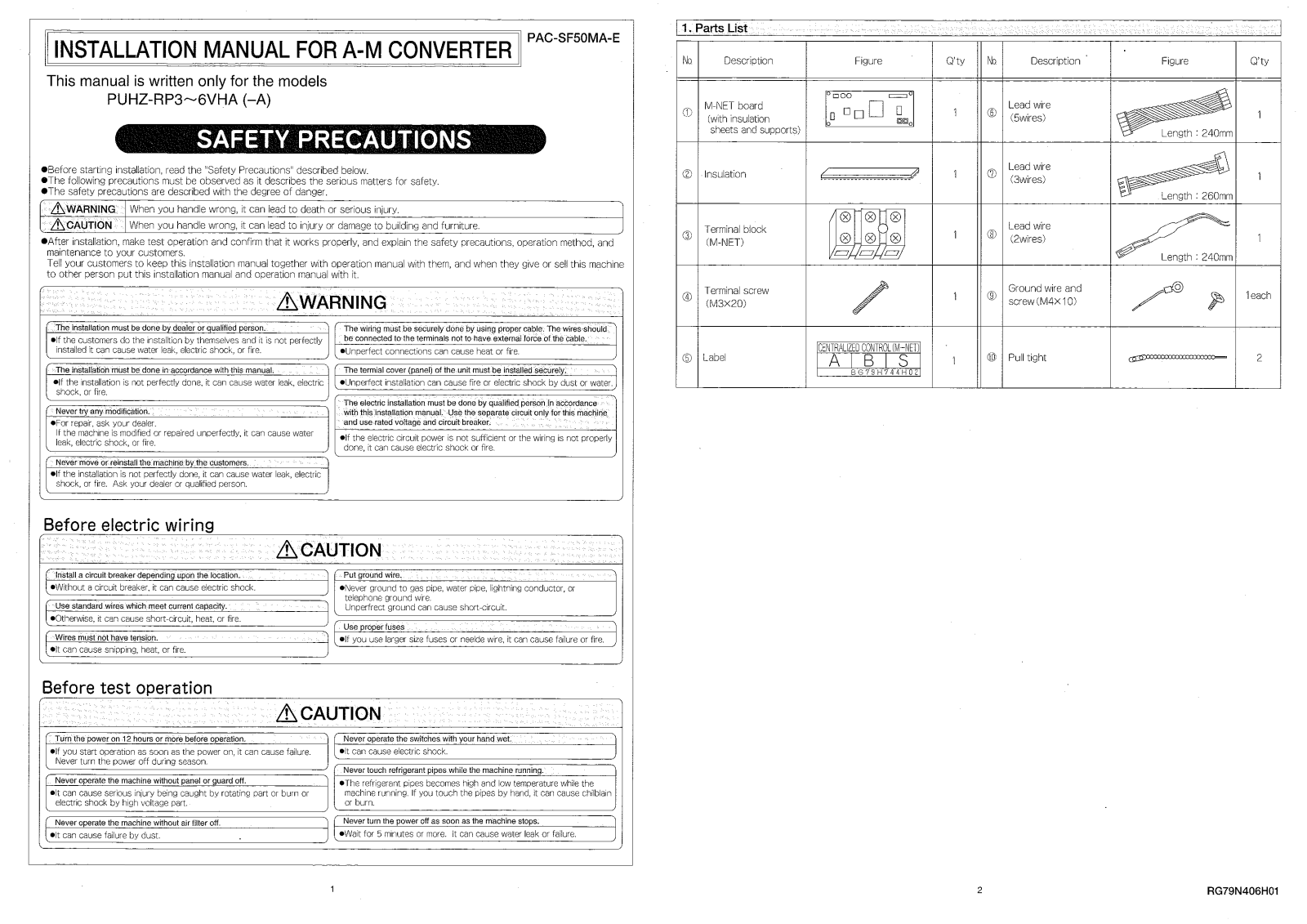 Mitsubishi PUNZ-RP3-6VHA, PUHZ-RP3VHA, PUHZ-RP6VHA, PUHZ-RP6VHA-A, PUHZ-RP3VHA-A Installation Manual