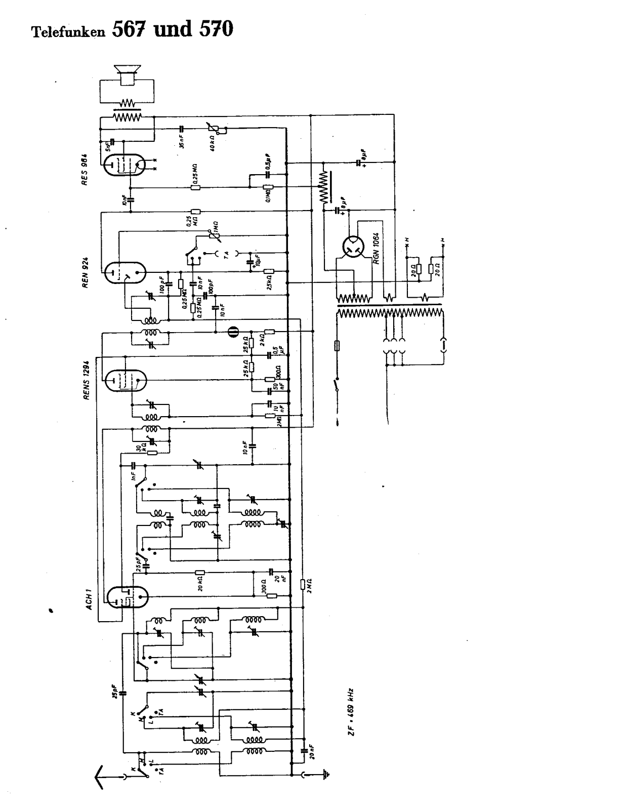 Telefunken 567, 570 Cirquit Diagram