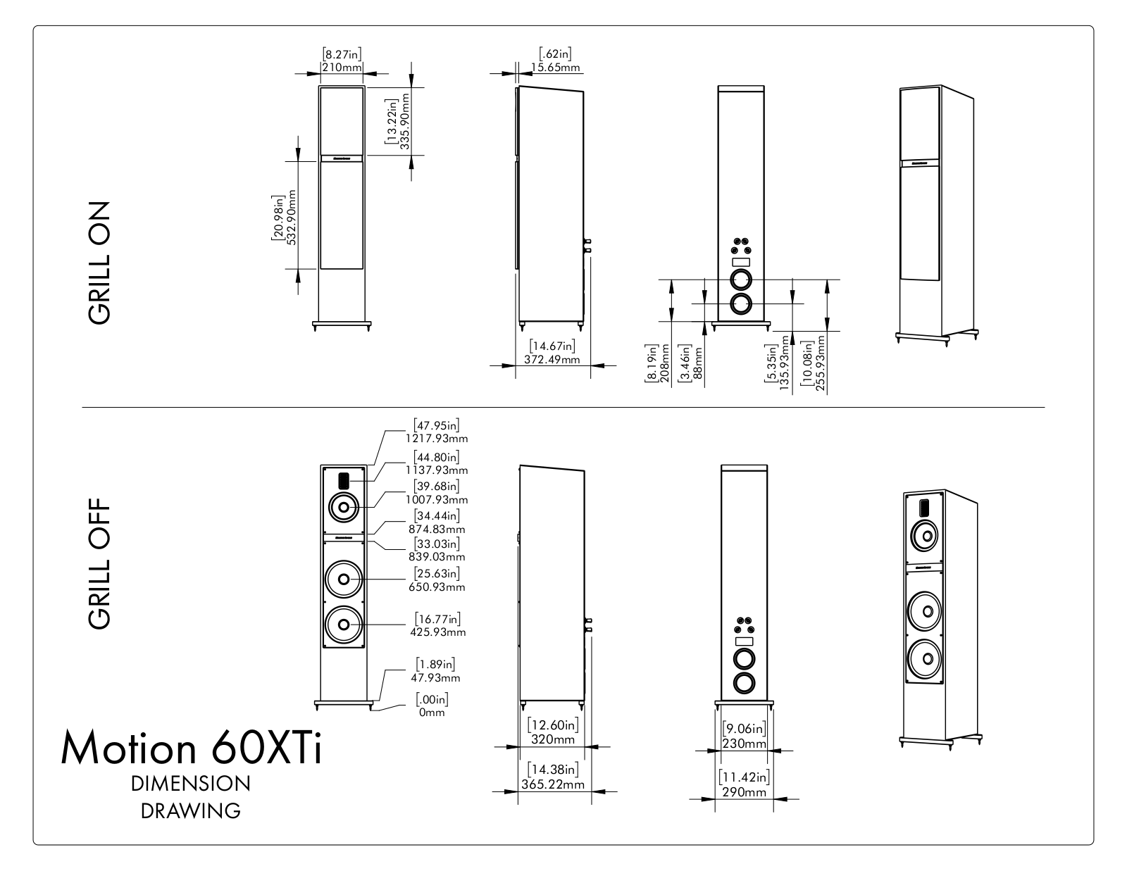 MartinLogan Motion 60XTi Dimensions Guide