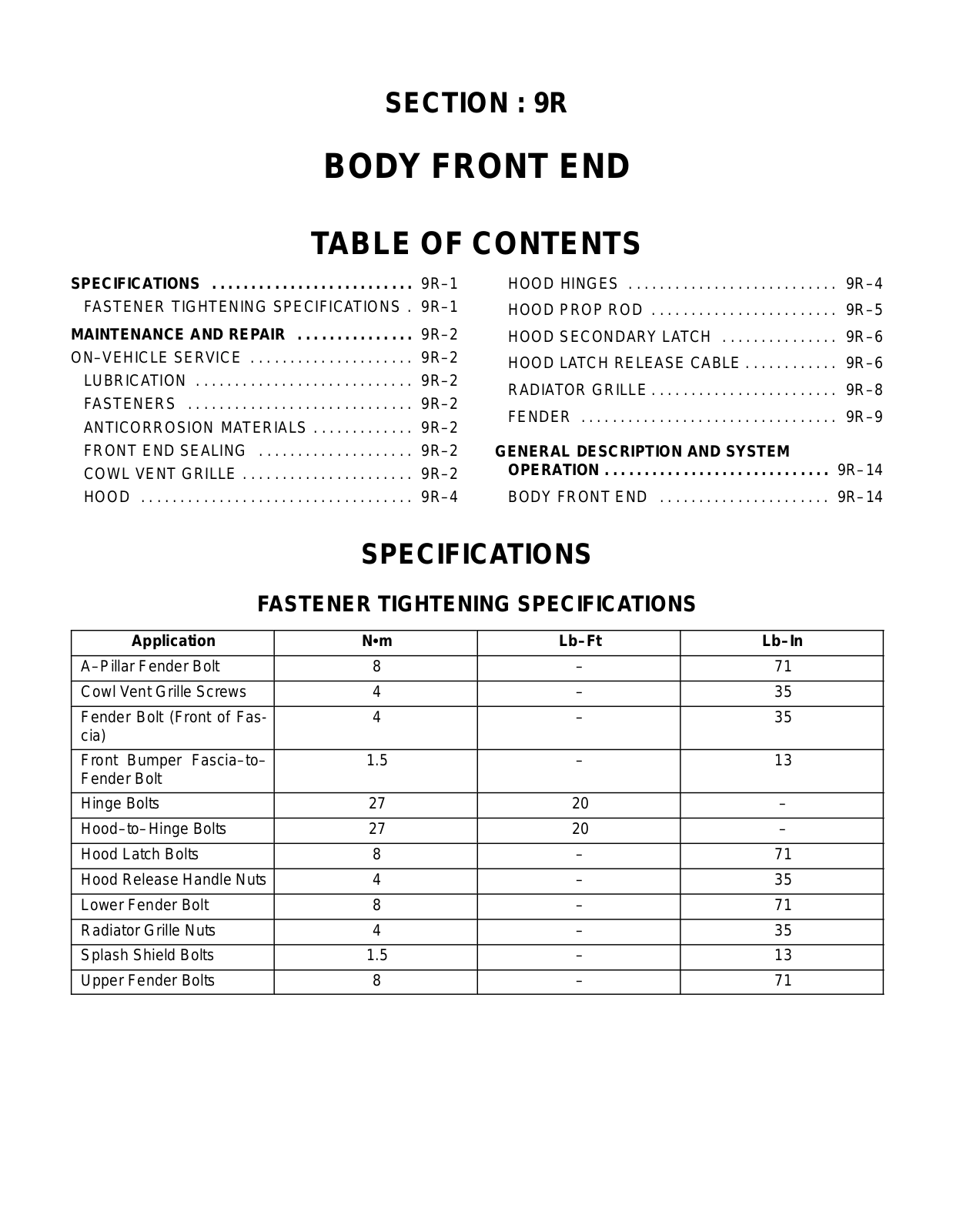 Chevrolet Nubira 2001 User Manual