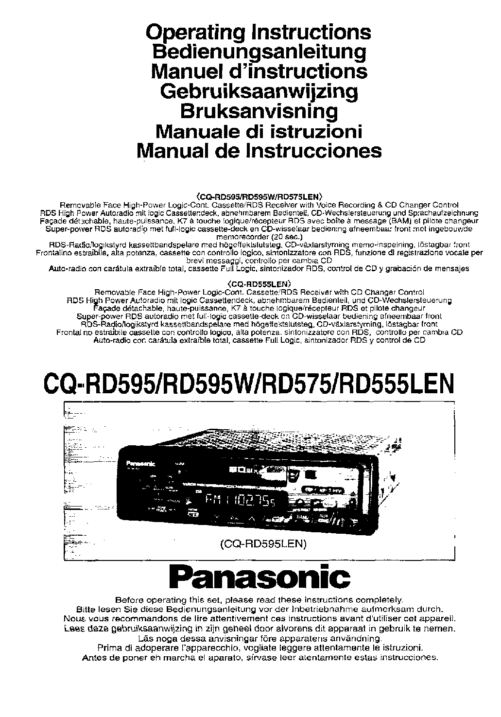 Panasonic CQ-RD595 User Manual