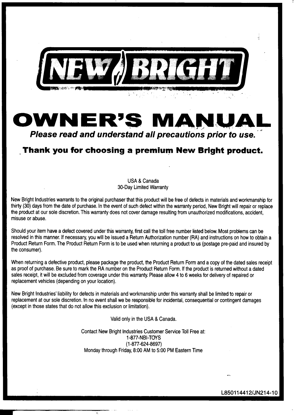 New Bright Co HF43H1, HF43HH2, HF43HH, HF43H, HF43H2 User Manual