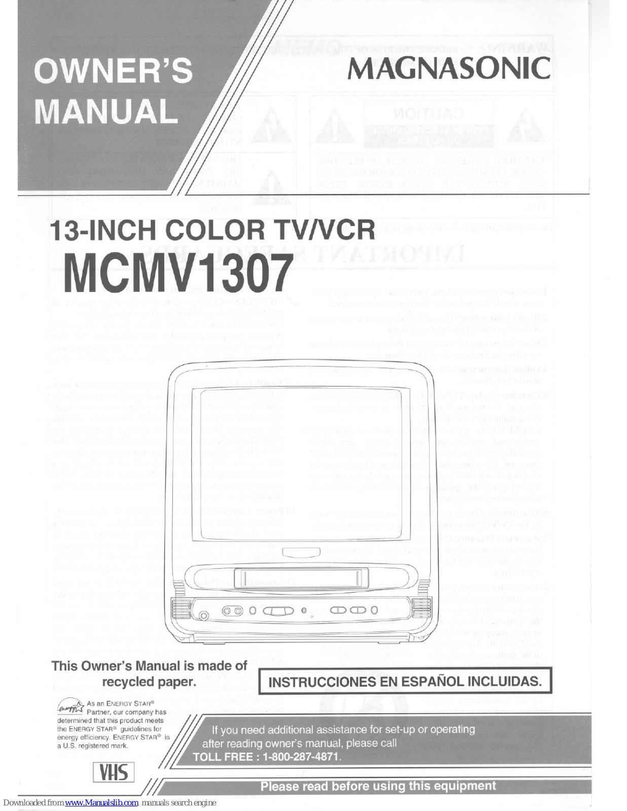 Magnasonic MCMV1307 Owner's Manual