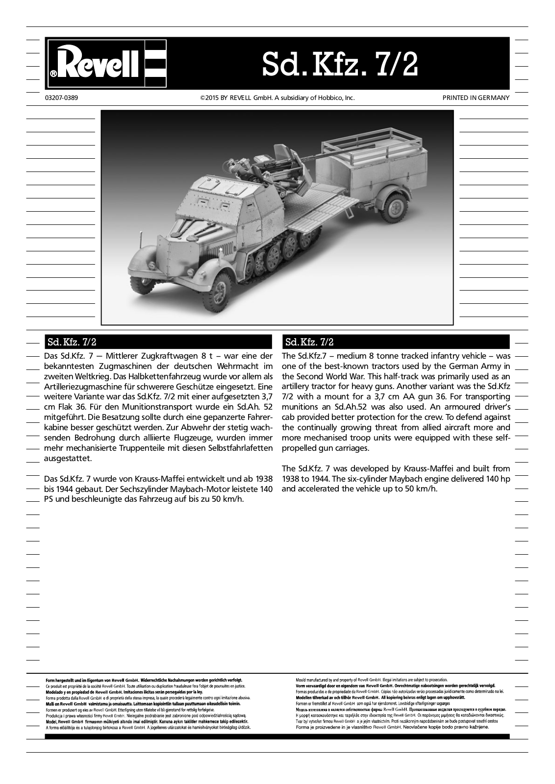 REVELL Sd.Kfz. 7/2 Assembly Manual