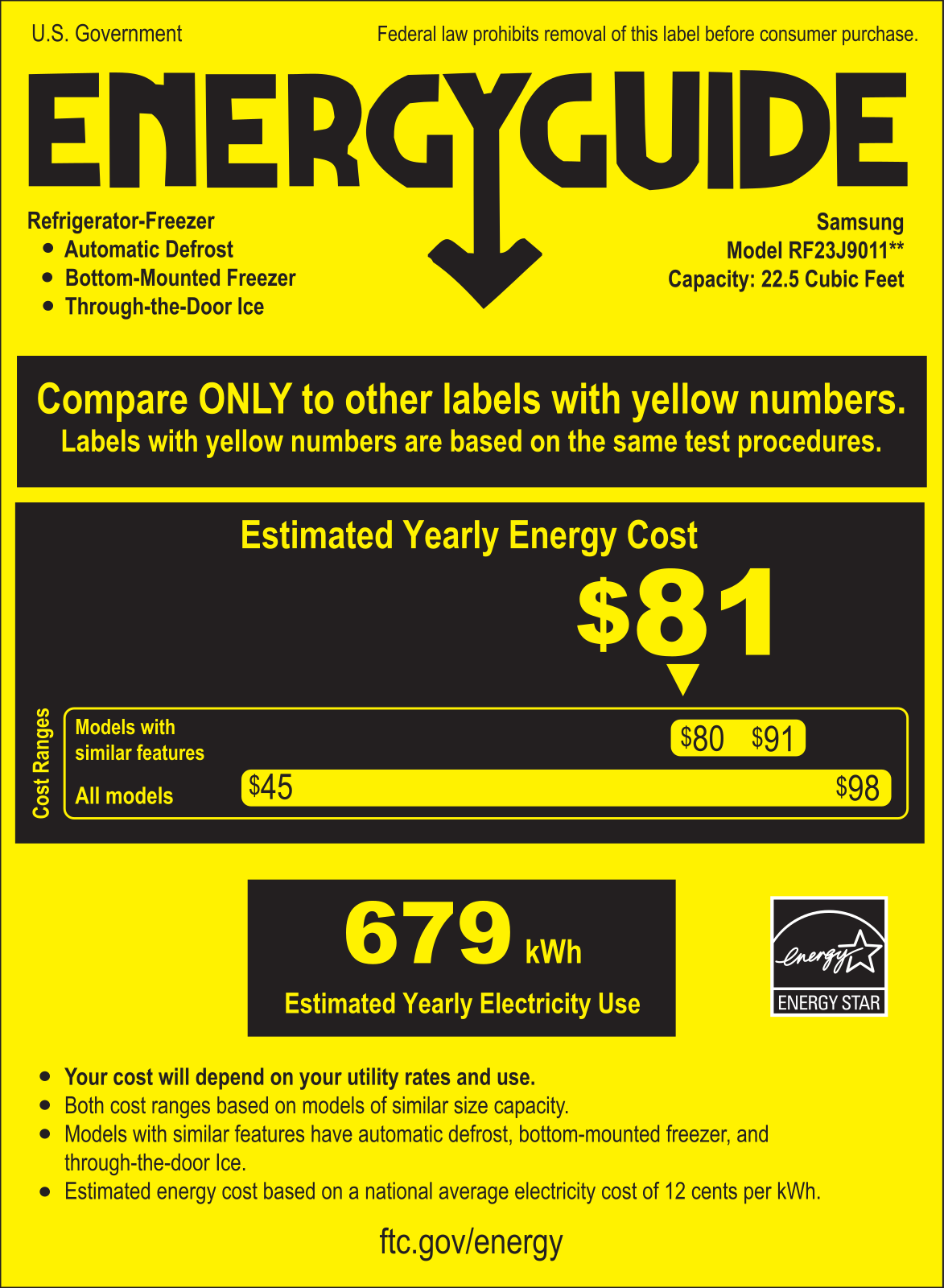 Samsung RF23J9011SR Energy Guide