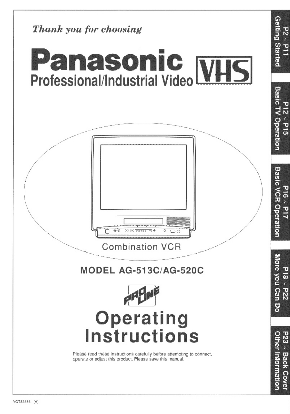 Panasonic ag513c Operation Manual