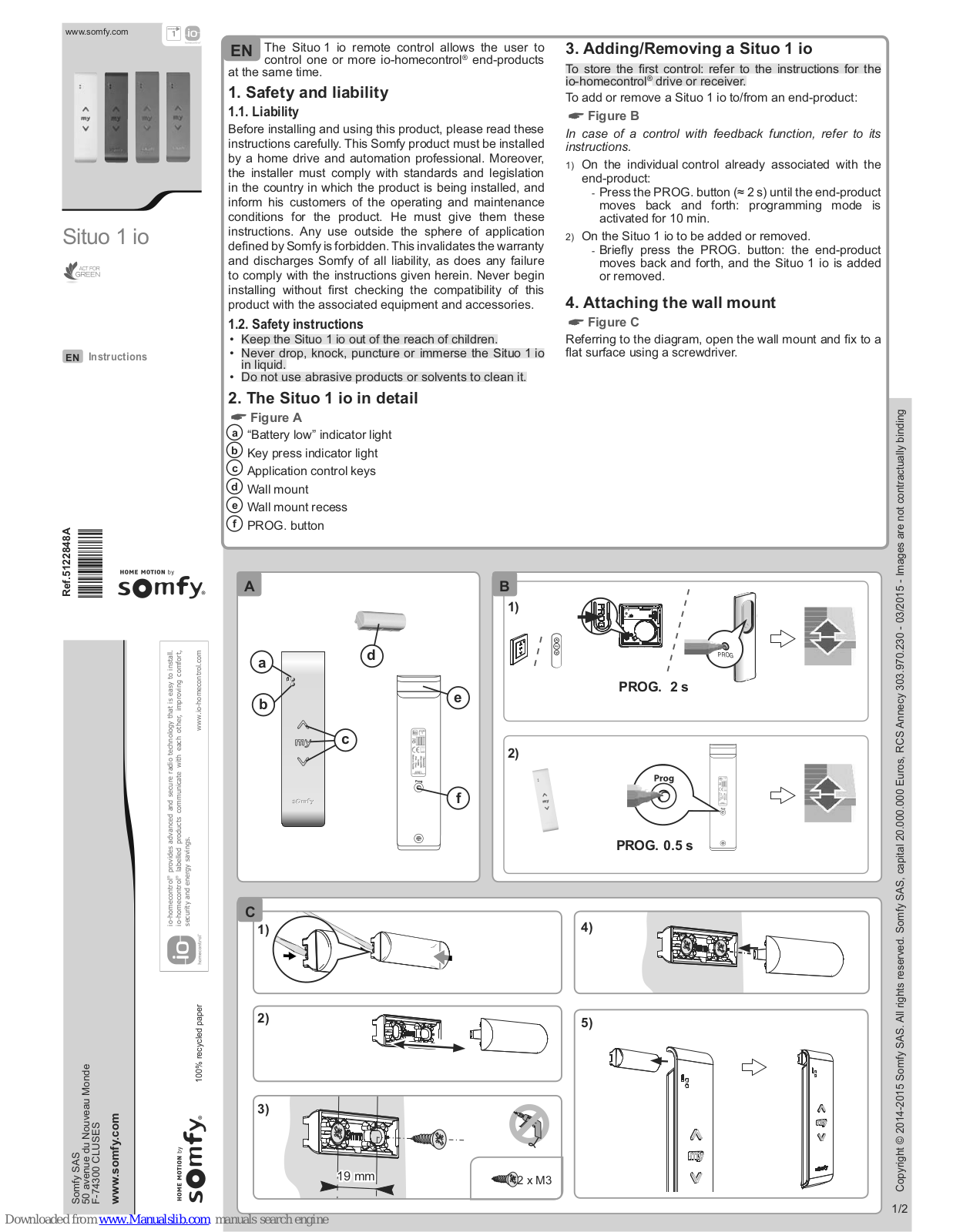 SOMFY Situo 1 io Instructions Manual