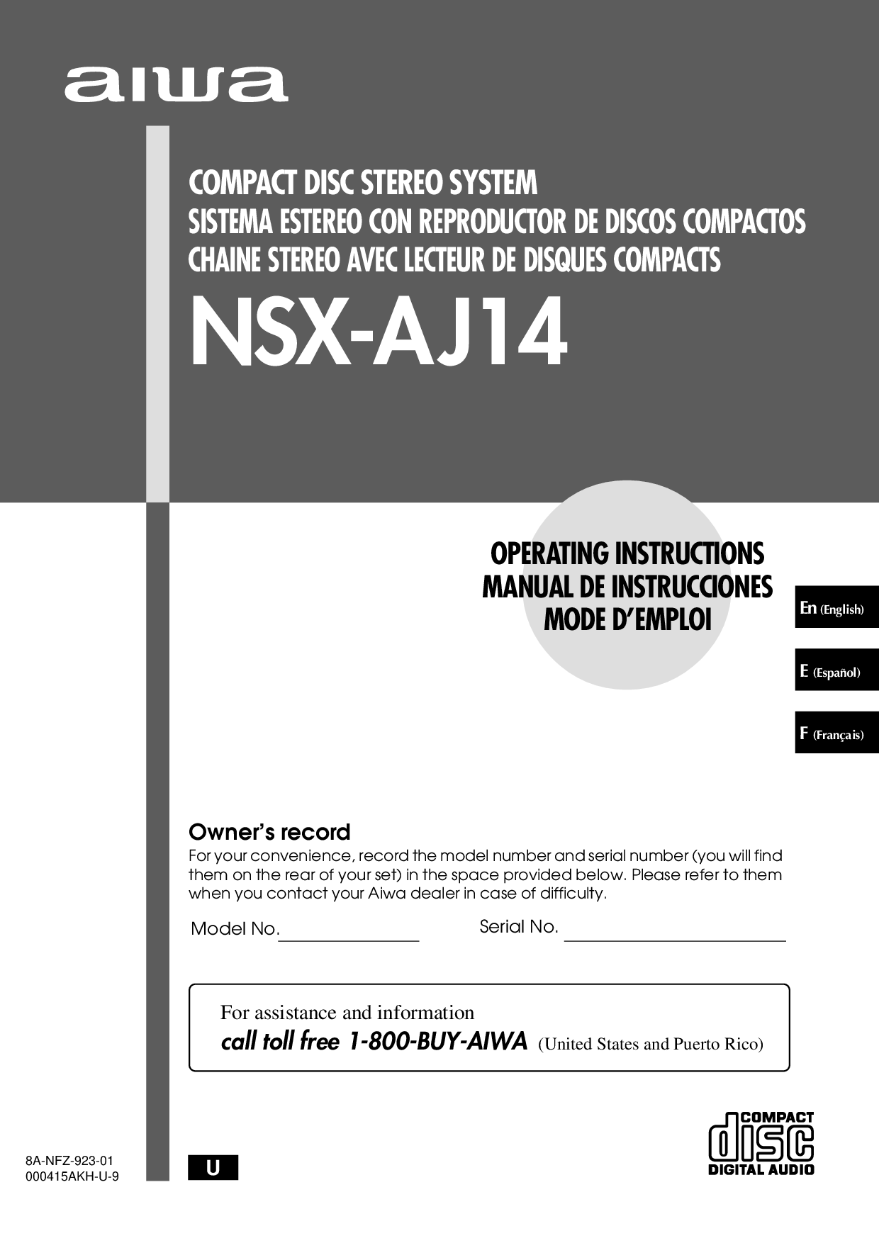 Aiwa NSX-AJ14 User Manual