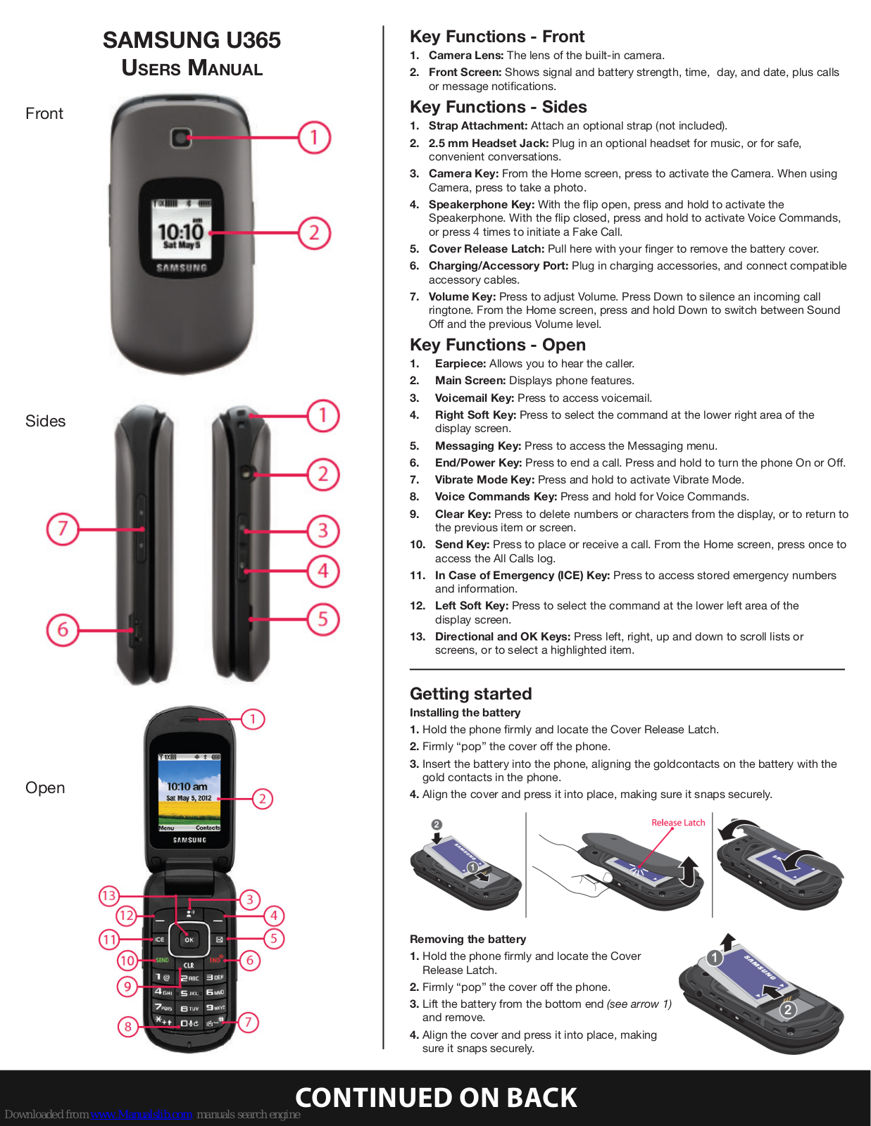 Samsung U365 User Manual