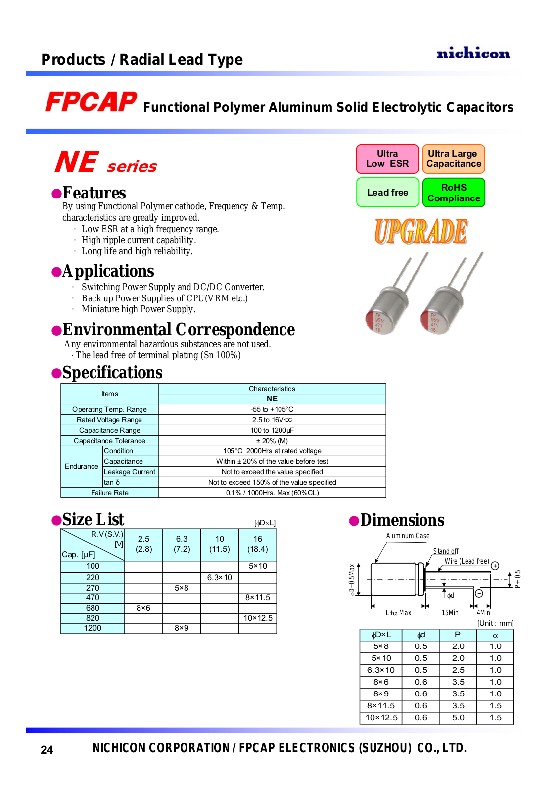 Datasheet FPCAP [polymer thru-hole] Type RE - NE Series Datasheet - ManualMachine.com