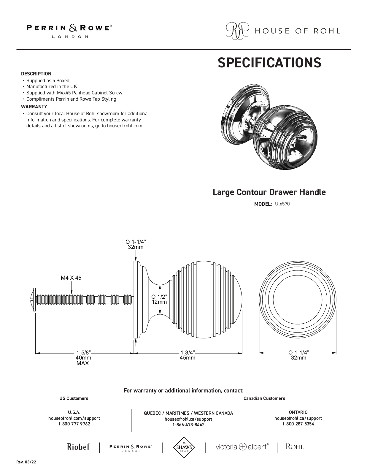 Perrin & Rowe PRWE1490 Specifications - ManualMachine.com