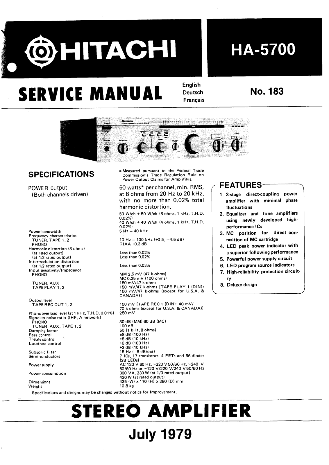 Hitachi HA-5700 Service manual