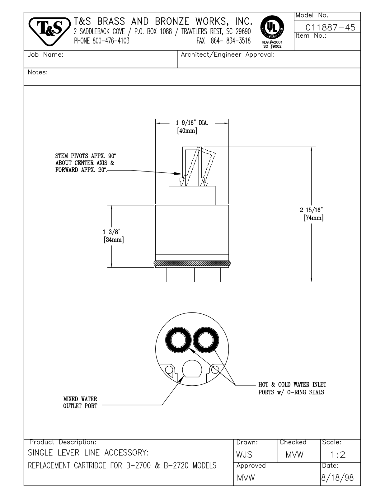 T&S Brass 011887-45 User Manual