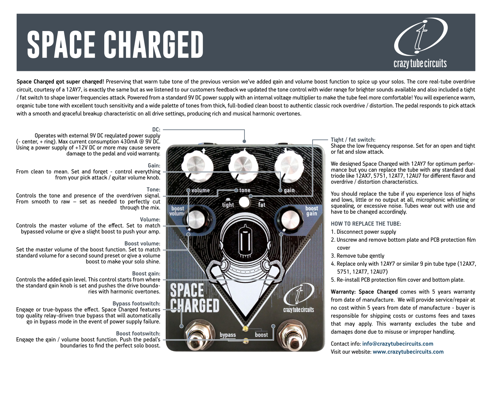 Crazy Tube Circuits Space Charged User guide - ManualMachine.com