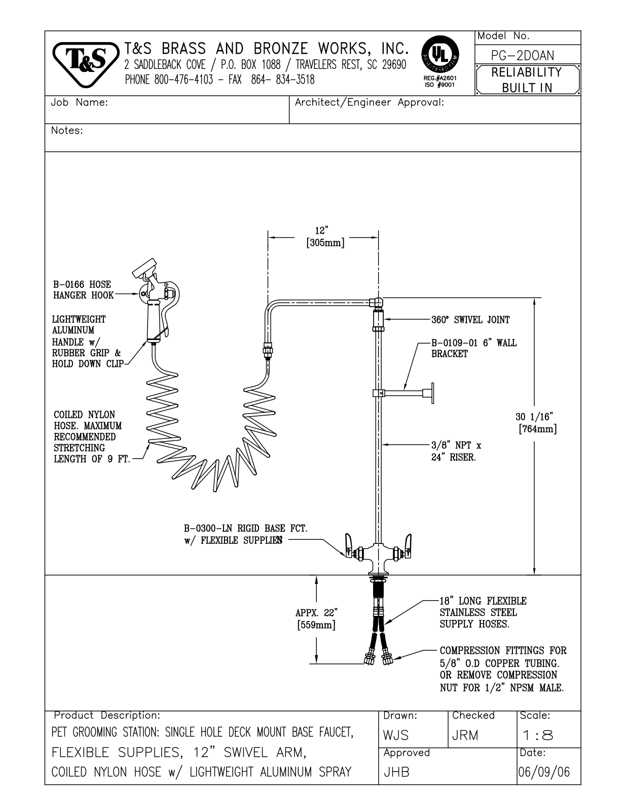 T&S Brass PG-2DOAN User Manual