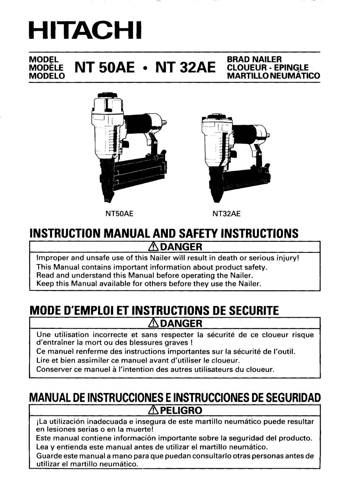 HITACHI NT 50AE, NT 32AE User guide