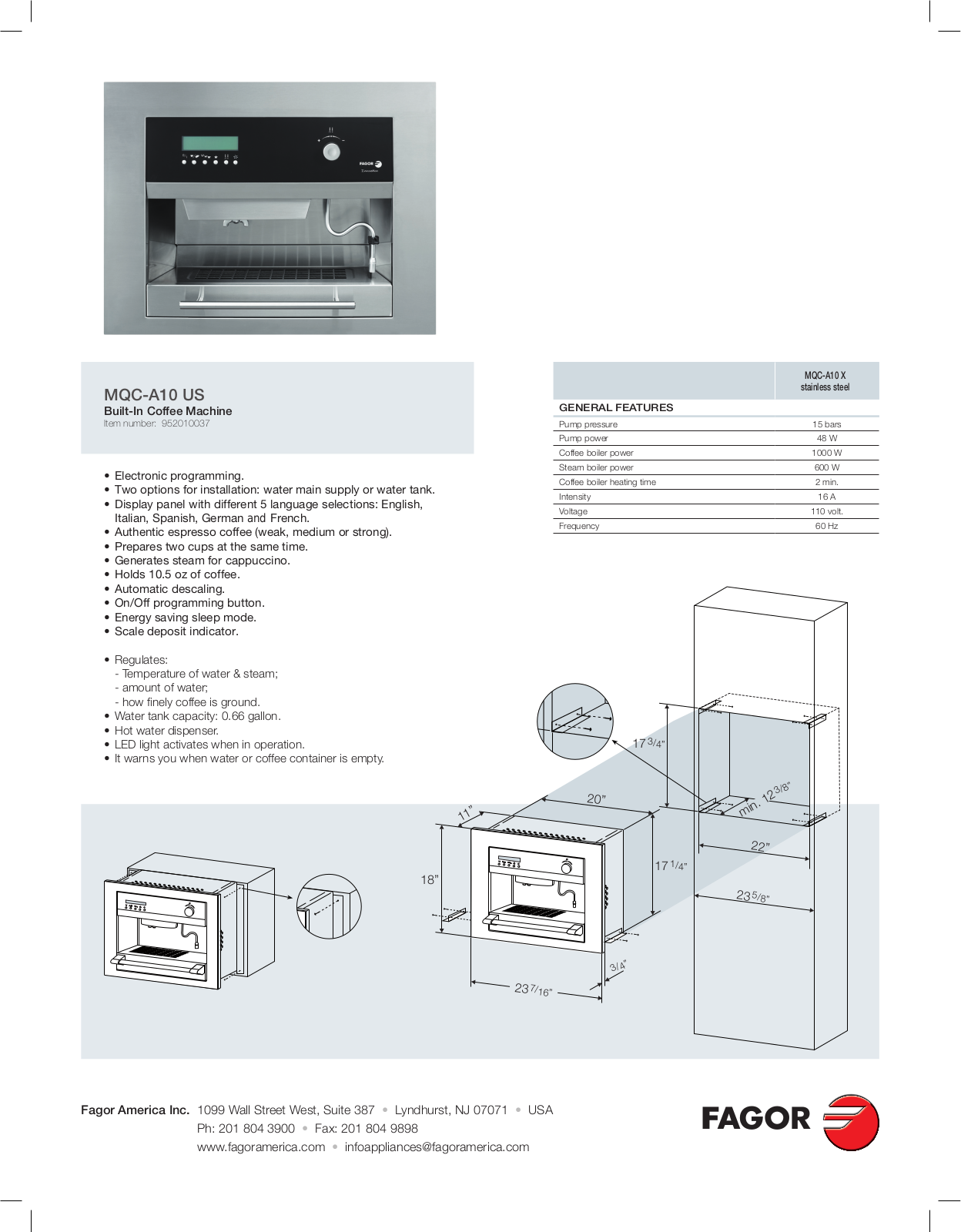 Fagor America MQC-A10 US User Manual