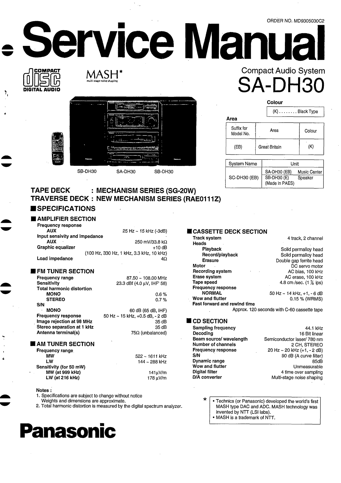 Technics SADH-30 Service manual