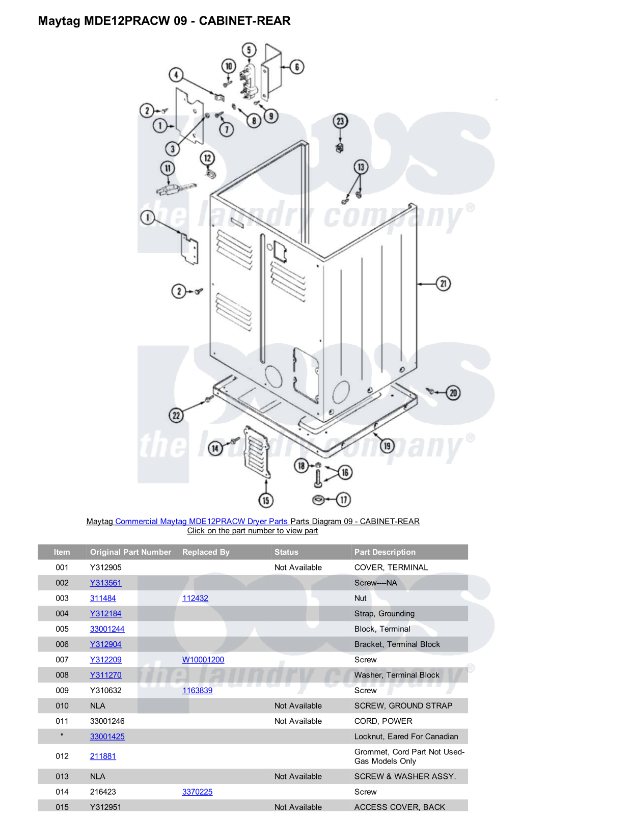 Maytag MDE12PRACW Parts Diagram