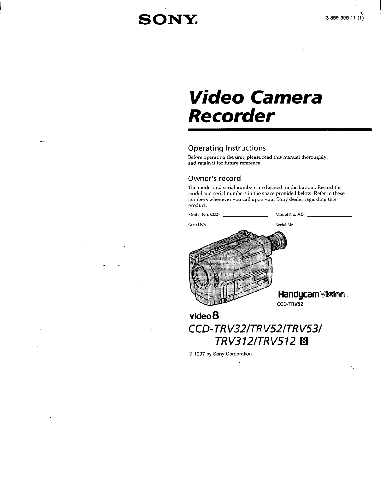 Sony TRV52, TRV512 User Manual