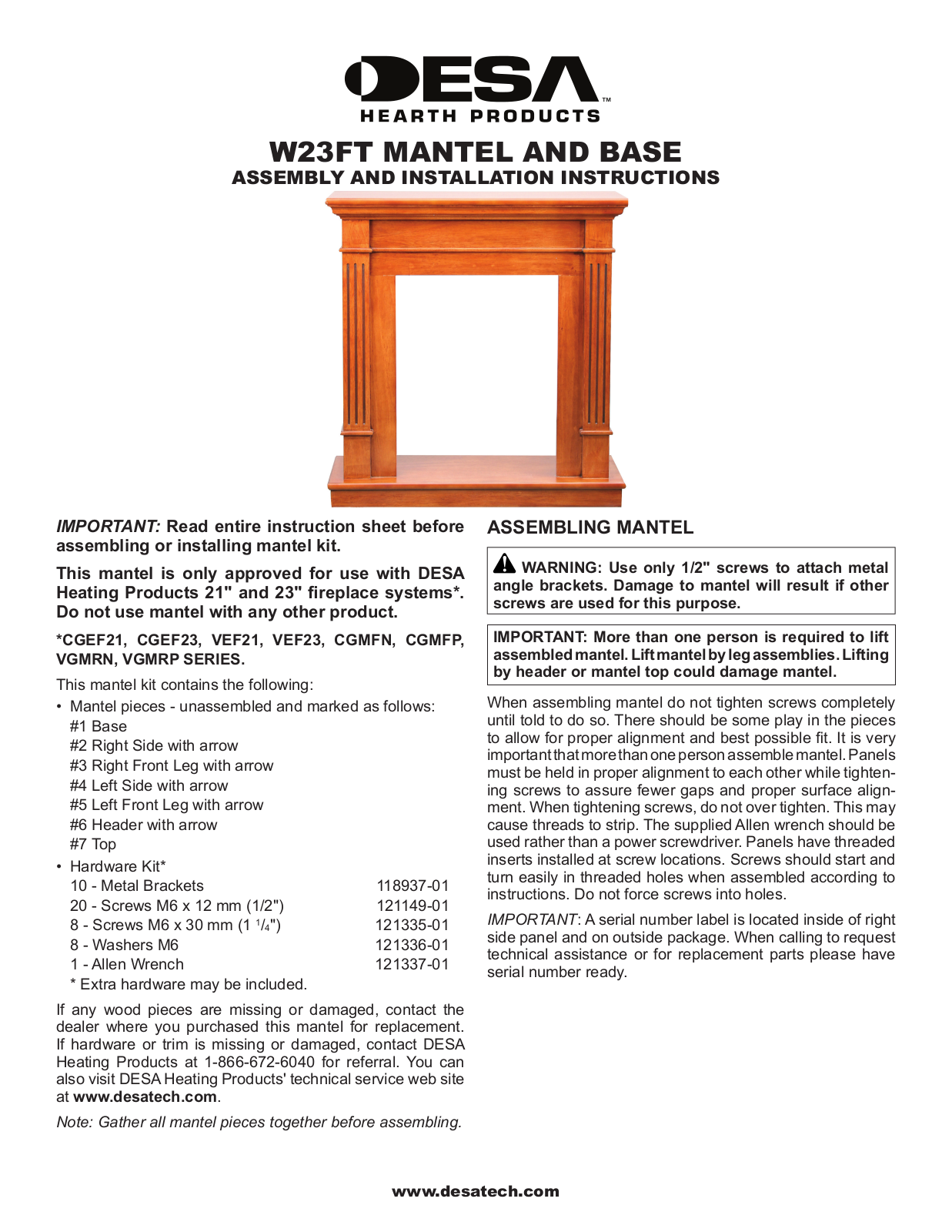 Desa W23FT User Manual