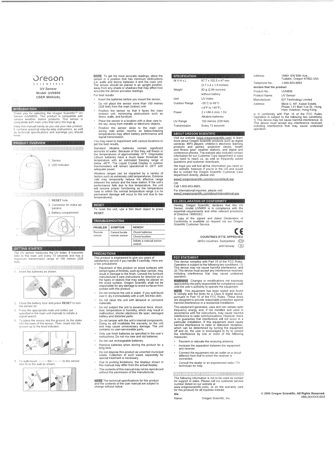 IDT Technology UVN800 01 User Manual